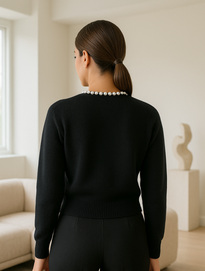 Saco Cardigan Perla – Negro