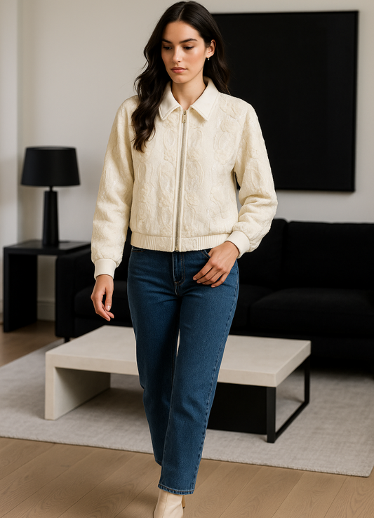 Chaqueta lentejuelas con cuello