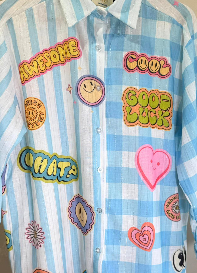 Camisa estampada art azul