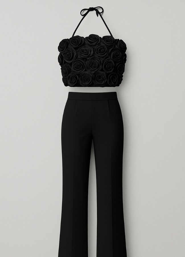 Set Corset flores black