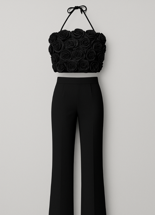 Set Corset flores black