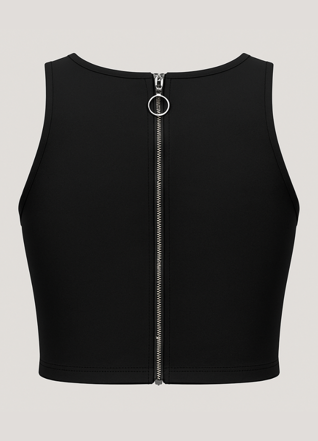 Top negro crop con apliques brillantes