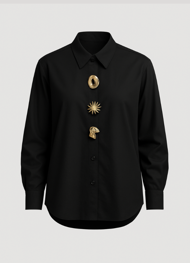 Camisa Black botón dorado