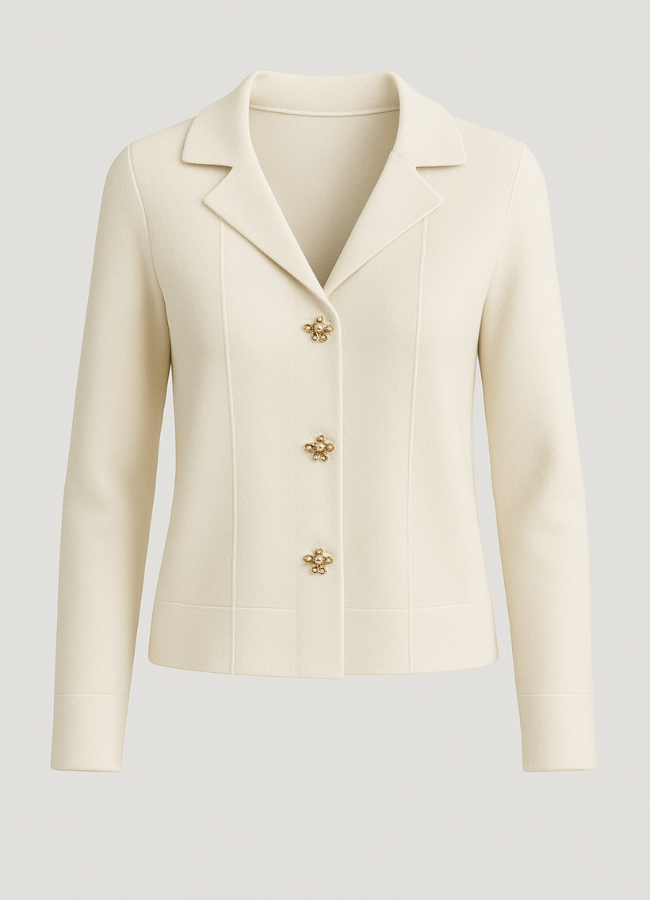 Saco crema botón flor dorado