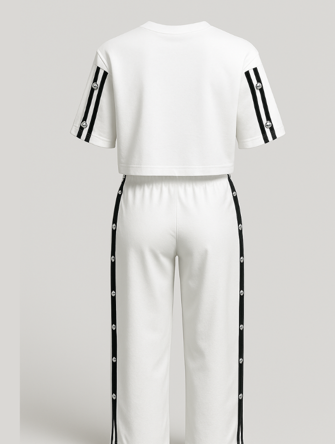 Set Blanco - Negro con franjas negras laterales