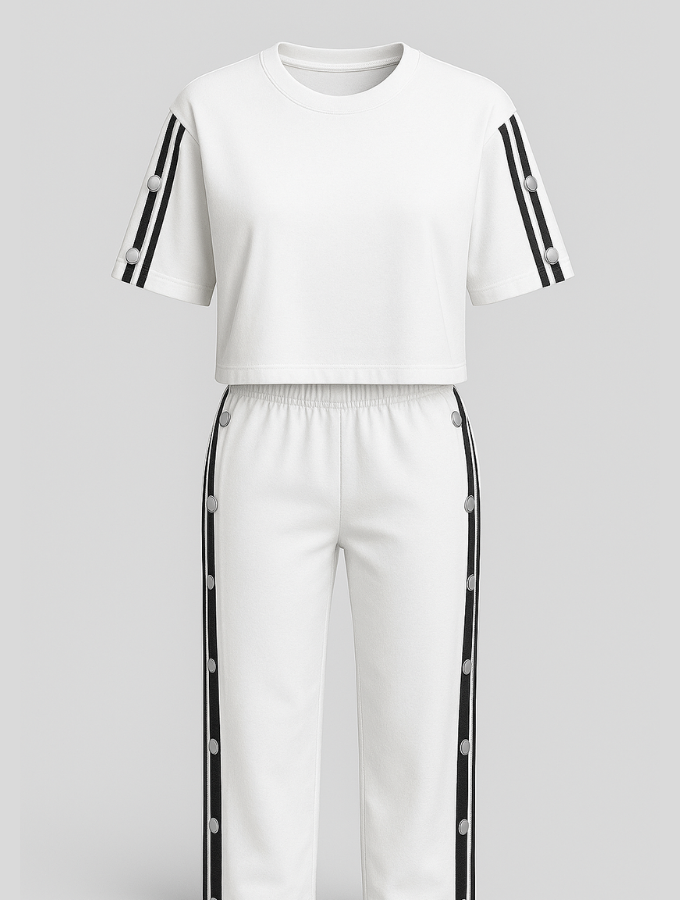 Set Blanco - Negro con franjas negras laterales