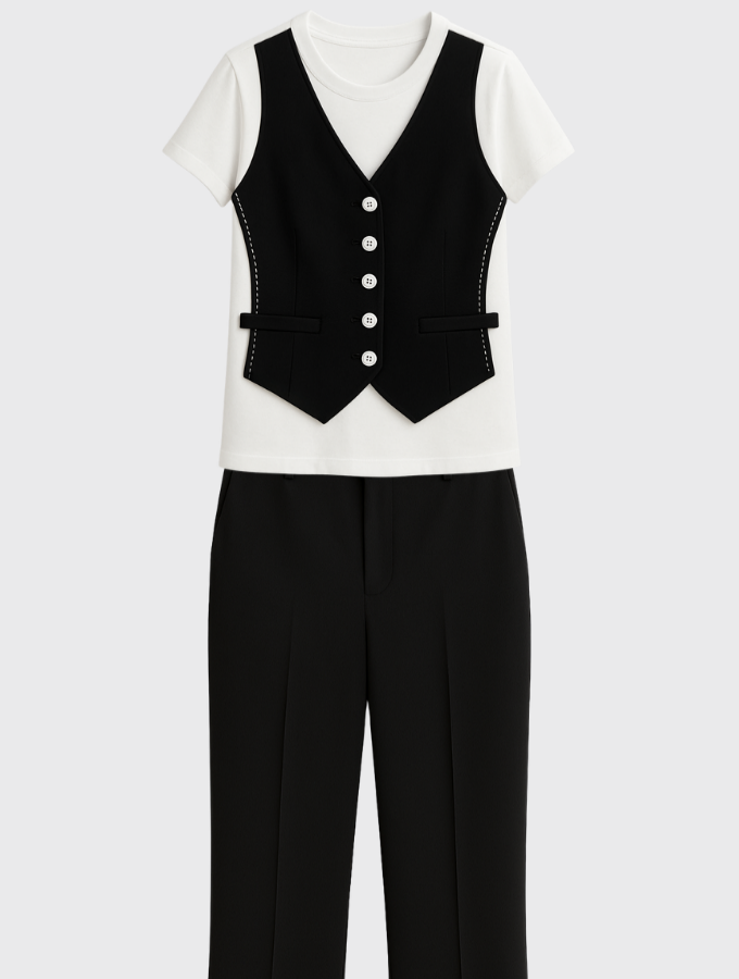 Set Camiseta y pantalon gris y negro