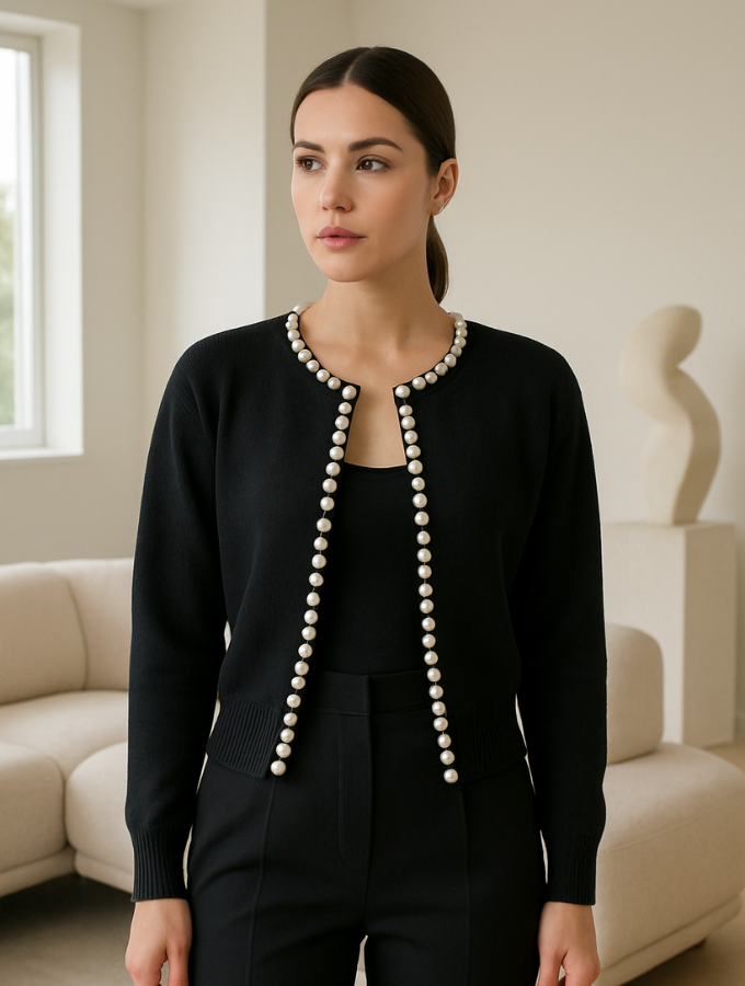 Saco Cardigan Perla – Negro
