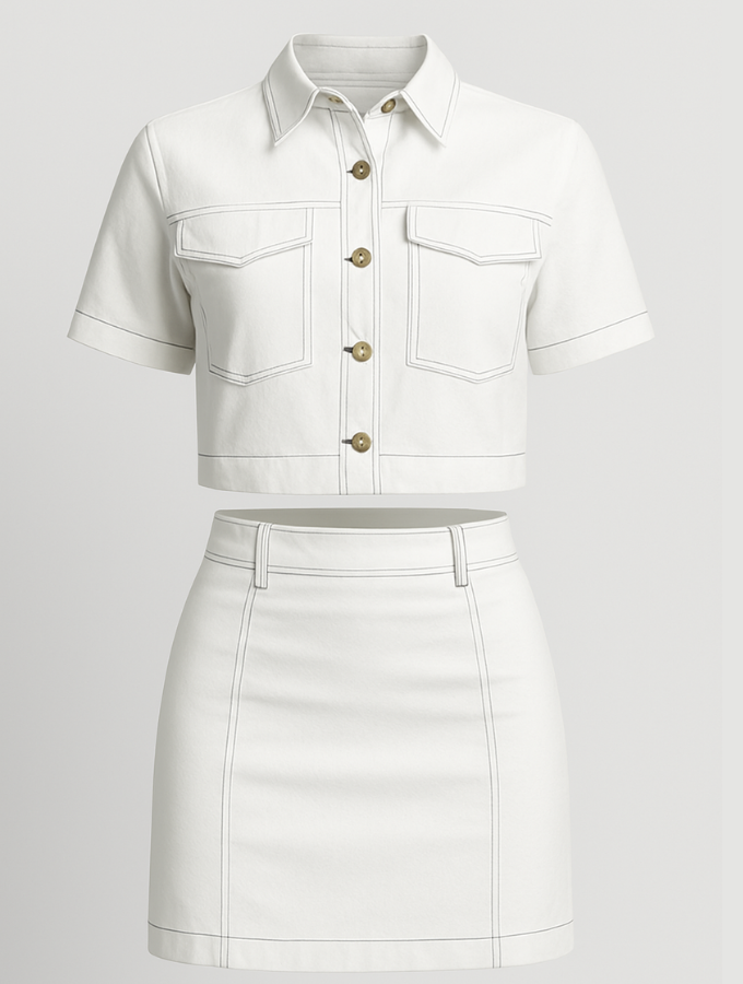 Set y blusa falda White