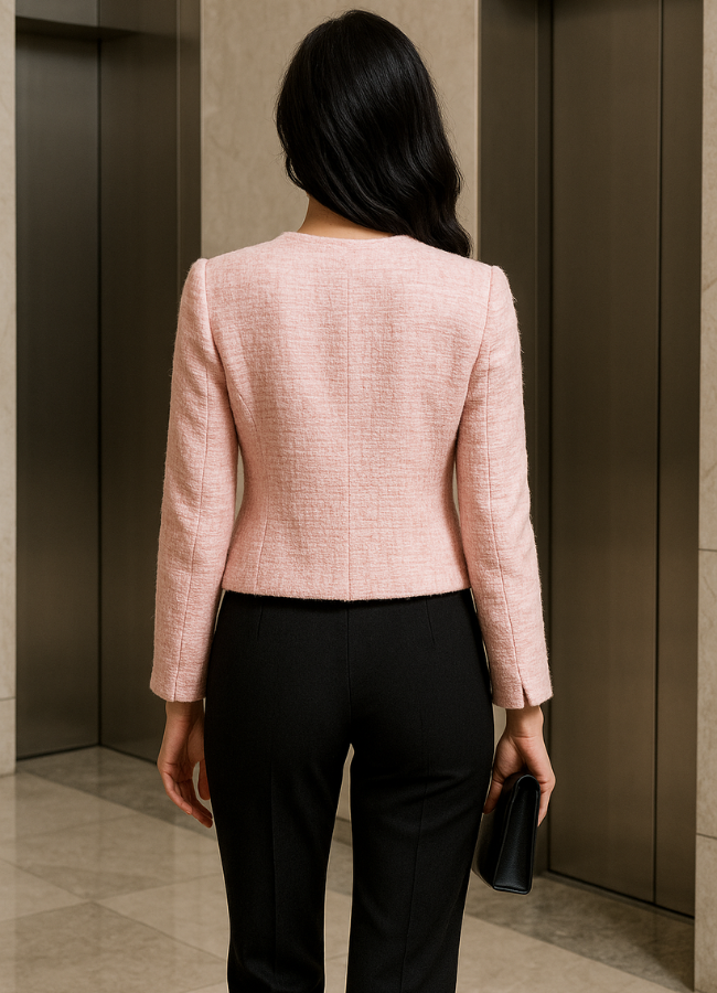 Blazer rosa tipo Chanel