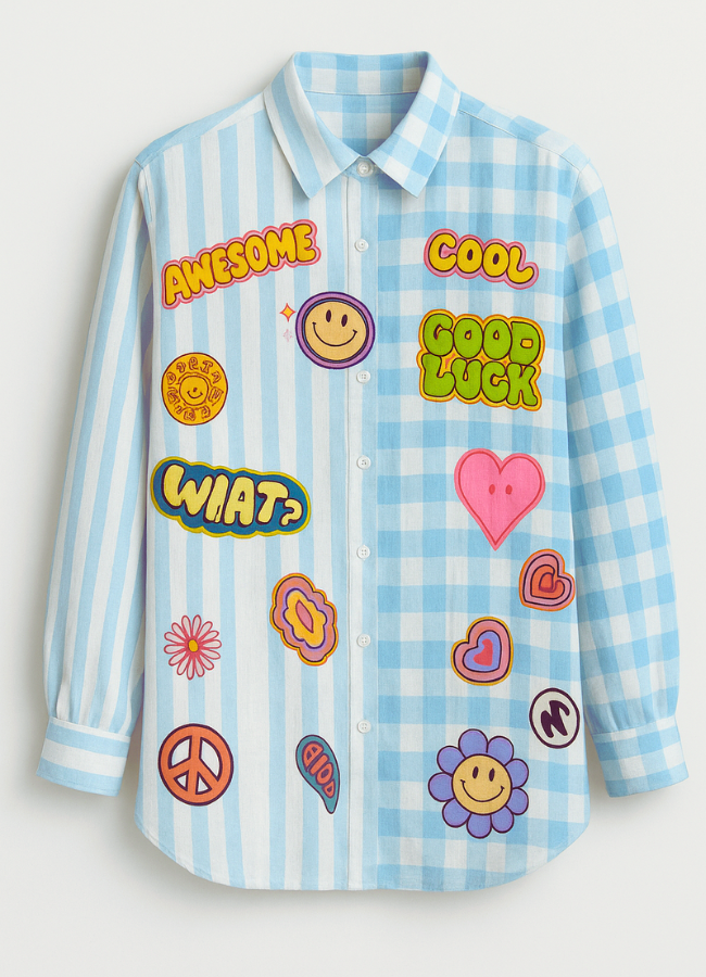 Camisa estampada art azul