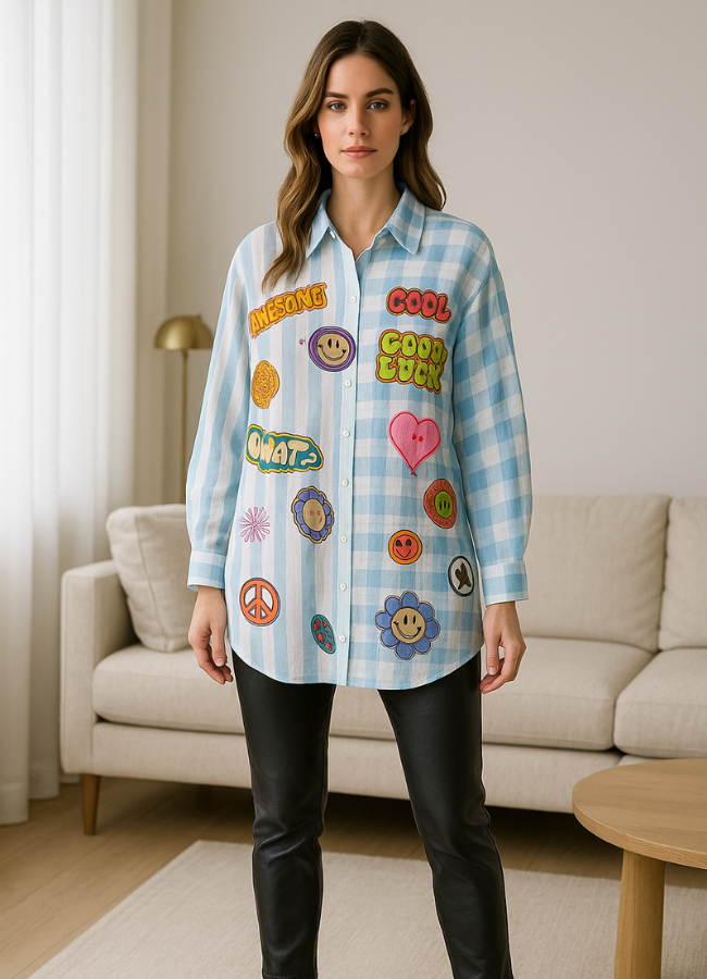 Camisa estampada art azul