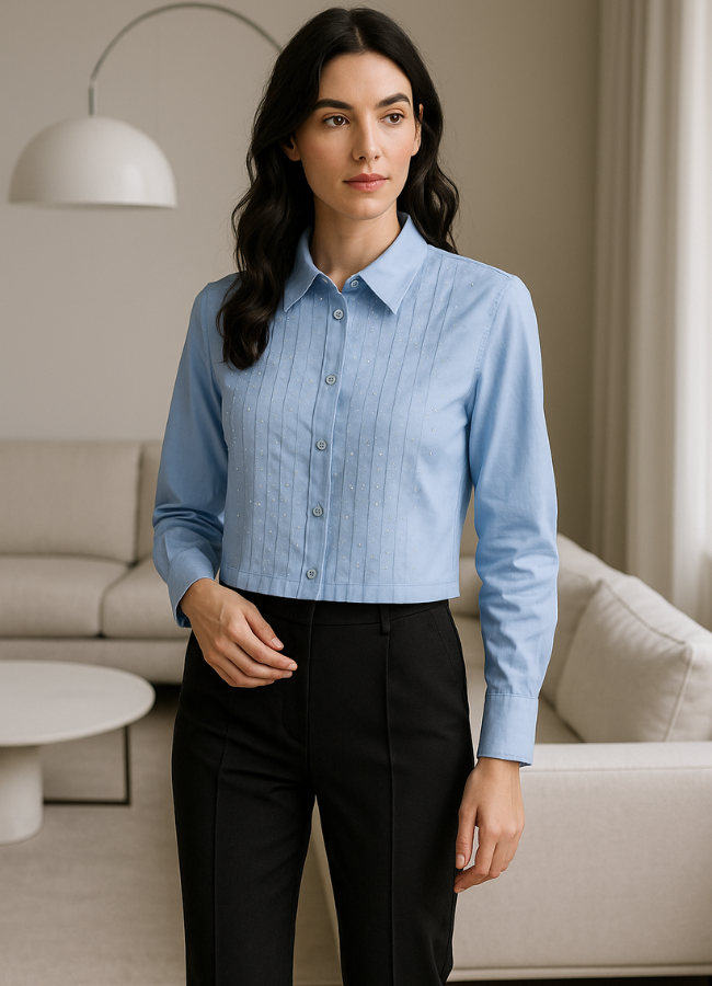 Camisa alforzas brillos