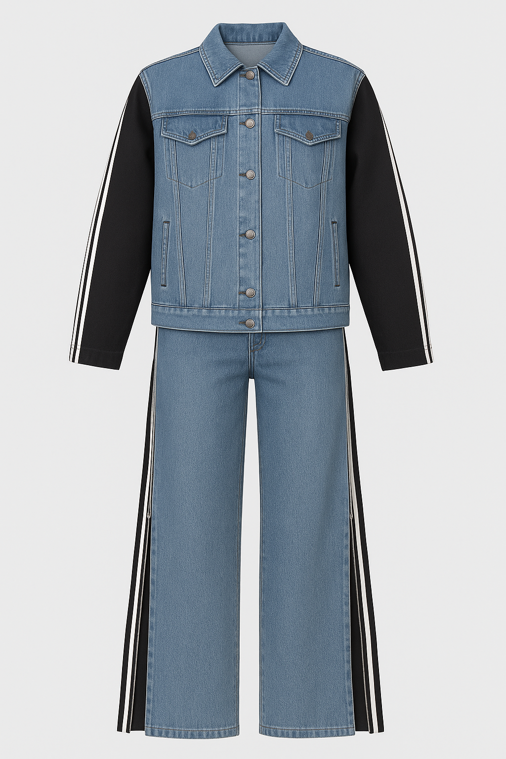 Set sudadera denim con mangas deportivas