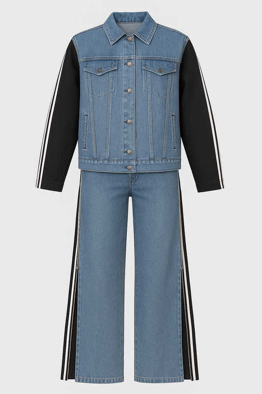 Set sudadera denim con mangas deportivas